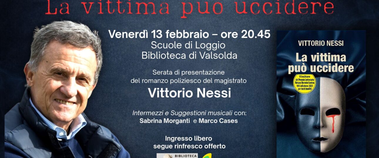 Vittorio Nessi presenta il romanzo noir La vittima può uccidere alla Biblioteca di Valsolda, Loggio