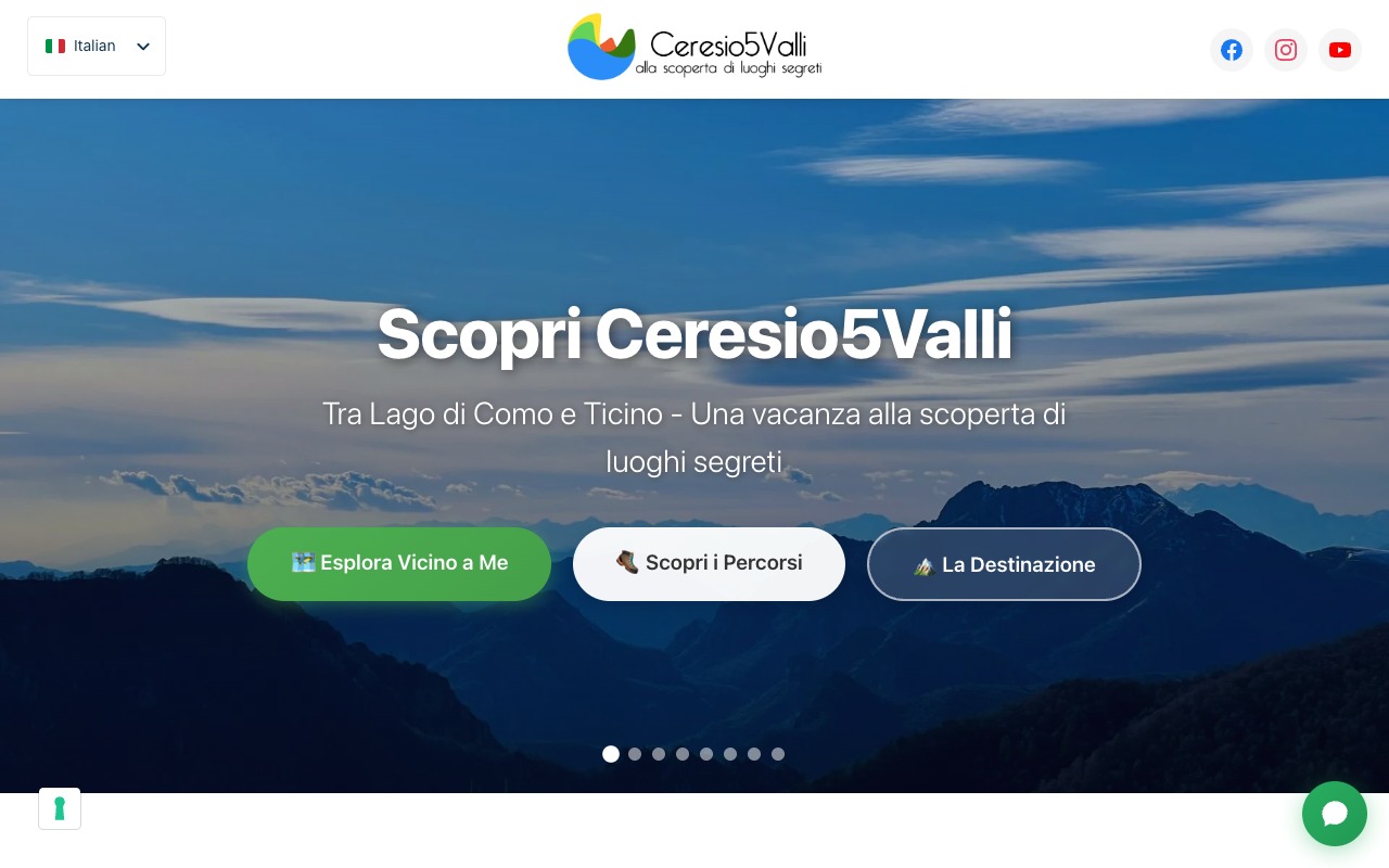 Selettore lingue con 9 opzioni disponibili