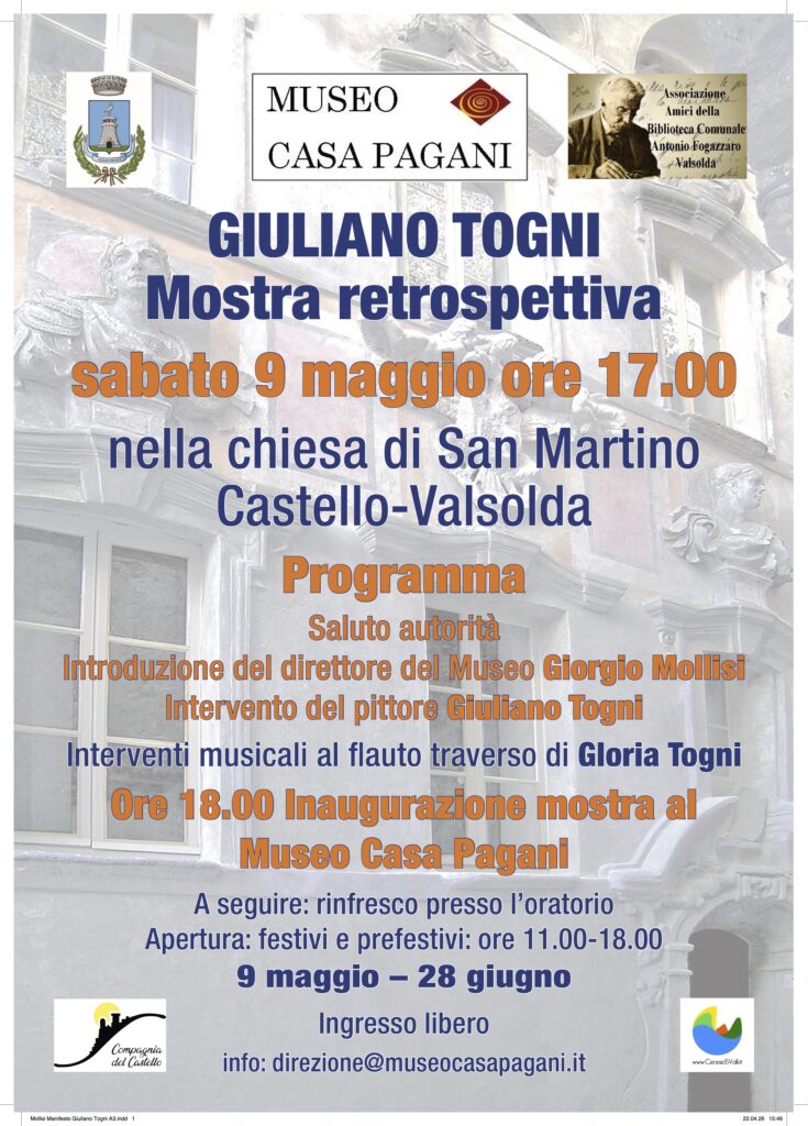 Locandina mostra Giuliano Togni Museo Casa Pagani Castello Valsolda 9 maggio - 28 giugno 2026