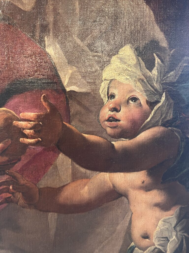 Dettaglio di un volto in una tela di Paolo Pagani al Museo Casa Pagani di Castello Valsolda