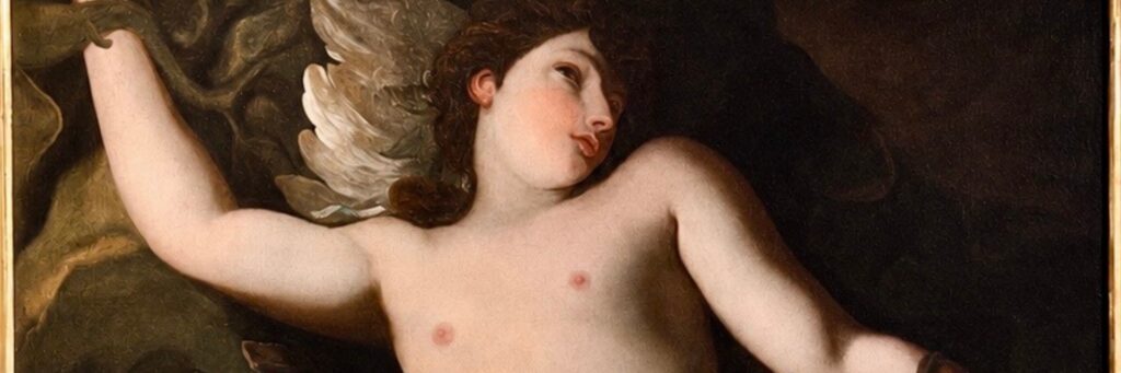 Andromeda di Paolo Pagani: dettaglio del busto, del volto in profilo e delle ali — Museo Casa Pagani, Castello Valsolda