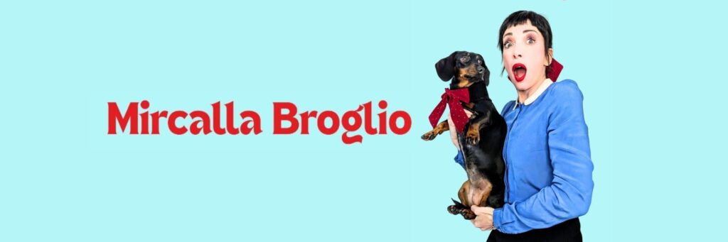 Mircalla Broglio con la bassotta Olivia — presentazione del libro Mabel Vane & Olivia Bow a Grandola ed Uniti