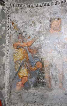 Particolare del prefetto Daciano col palafreniere nel riquadro sinistro del primo martirio di San Vincenzo, affresco di Tibaldi a Claino