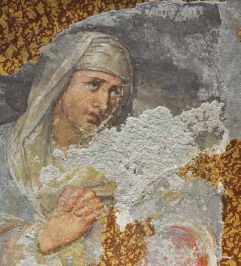 Particolare ravvicinato di Giovanni Evangelista nel riquadro centrale degli affreschi di Tibaldi a Claino