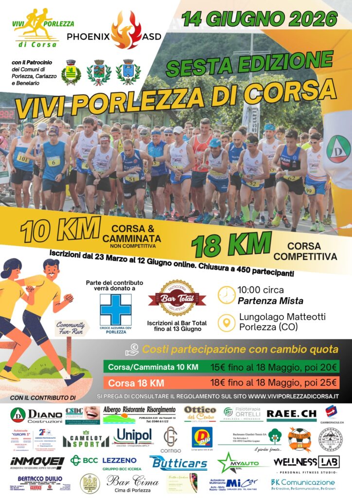 Locandina Vivi Porlezza di Corsa 6&ordf; edizione - 14 giugno 2026