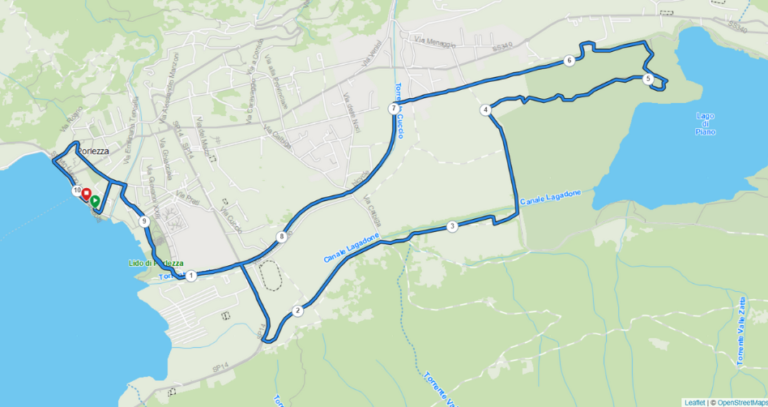 Tracciato del percorso 10 km Vivi Porlezza di Corsa con partenza e arrivo dal lungolago di Porlezza