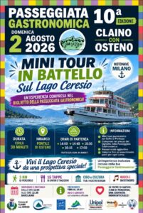 Il minitour in battello sul Lago Ceresio incluso nella Passeggiata Gastronomica di Claino con Osteno 2026, con orari e informazioni