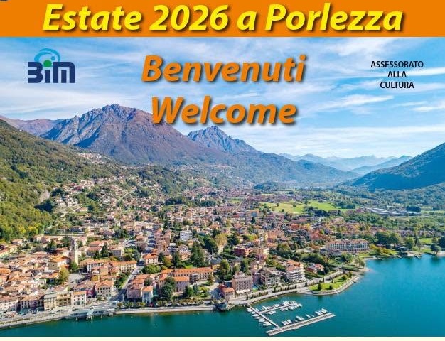 Estate 2026 a Porlezza: panorama del borgo sul Lago Ceresio, cartellone della Pro Loco