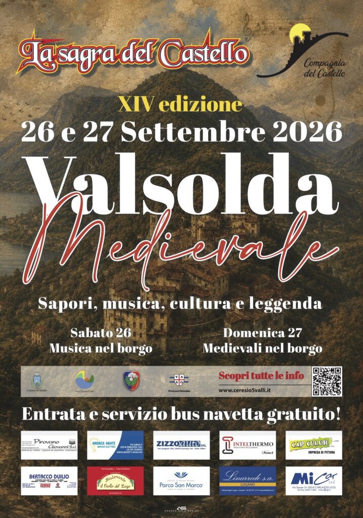 Manifesto della XIV edizione della Sagra del Castello a Castello di Valsolda, 26 e 27 settembre 2026